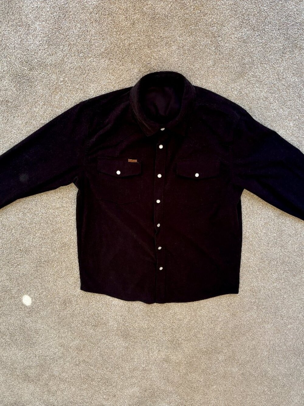 Men's Polyester Black Button Down Snap Shirt - Medium